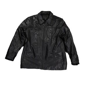 VTG Kathy Ireland  Genuine Leather Jacket Womens Large Quilted Black‎ Moto